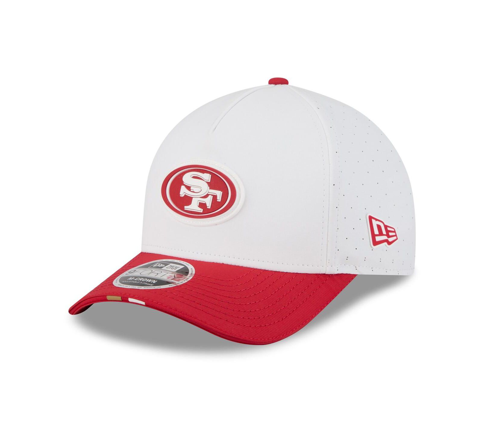 New Era Мужская белая/алая кепка San Francisco 49ers 2025 NFL Training Camp A-Frame 9FORTY регулируемая