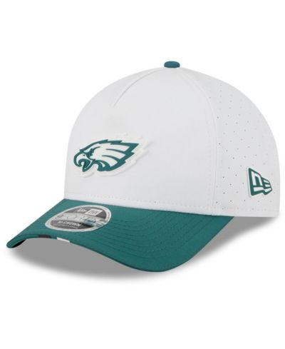 Мужская регулируемая кепка New Era White/Midnight Green Philadelphia Eagles 2025 NFL Training Camp A-Frame 9FORTY