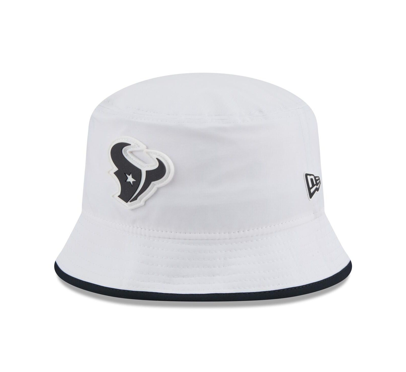 Мужская кепка New Era White Houston Texans 2025 NFL Training Camp Stretch Bucket Hat
