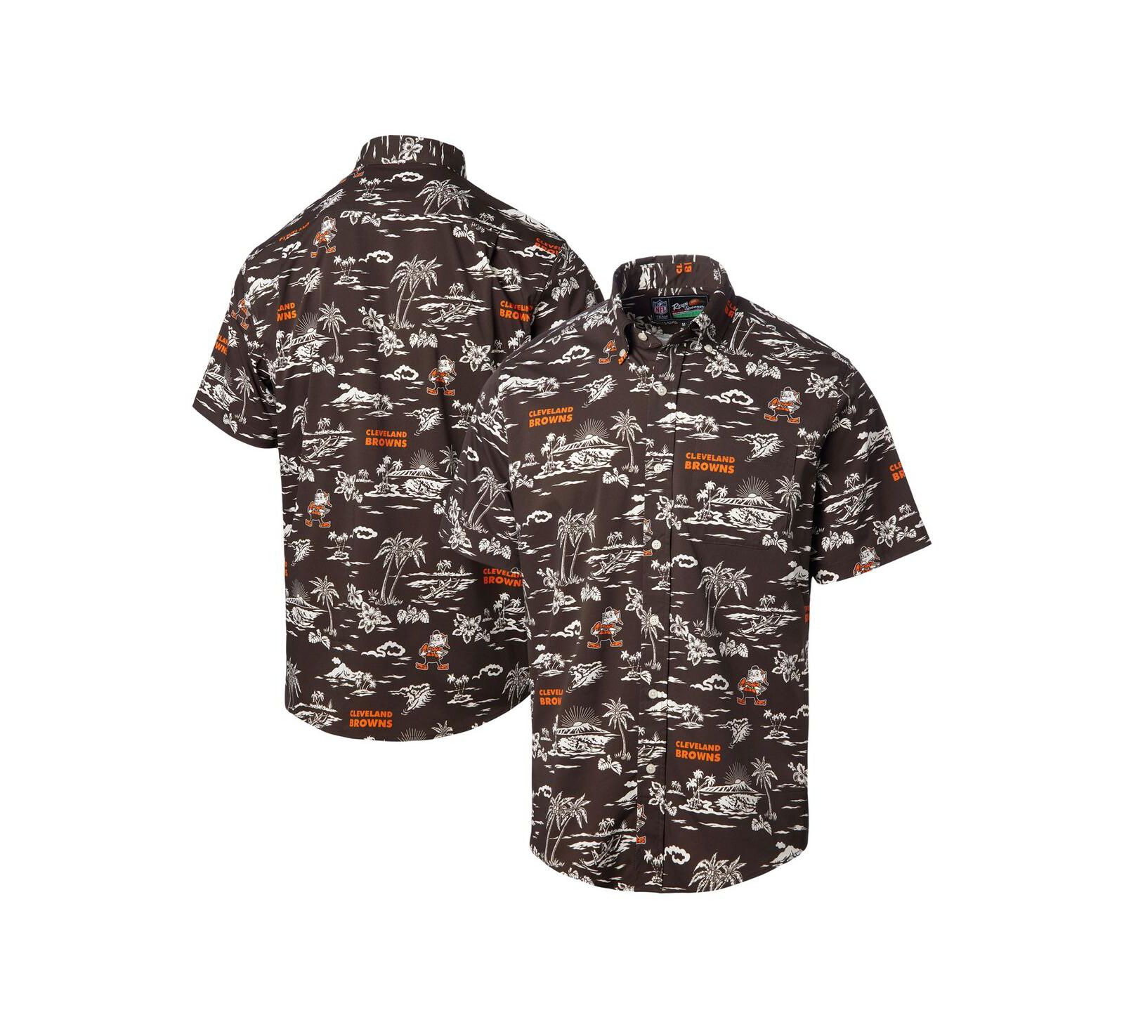 Reyn Spooner Men's Brown Cleveland Browns Throwback Kekai Print Button-Up Shirt