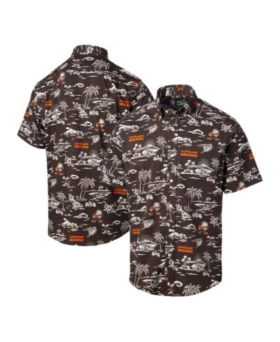 Reyn Spooner Men's Brown Cleveland Browns Throwback Kekai Print Button-Up Shirt