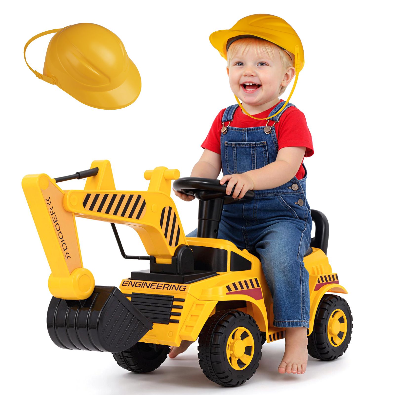Детская машина Gymax Ride on Toddler Car с шлемом и местом для хранения