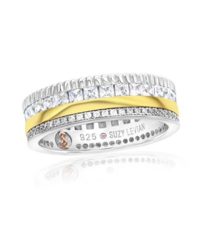 Кольцо Suzy Levian с двухцветным серебром и кубическим цирконием