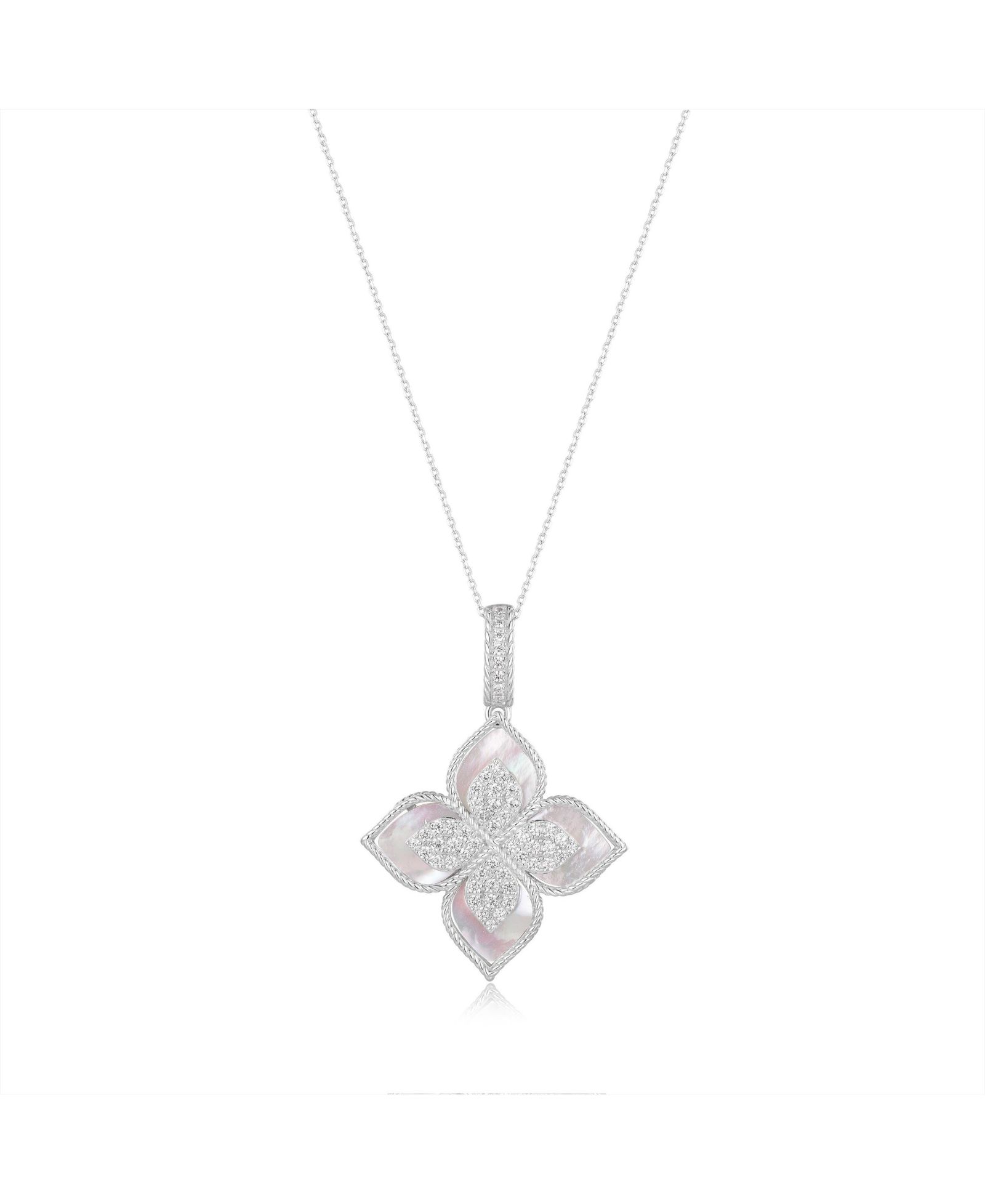 Подвеска Suzy Levian Sterling Enamel Cubic Zirconia Pave Flower Clover