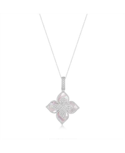 Подвеска Suzy Levian Sterling Enamel Cubic Zirconia Pave Flower Clover
