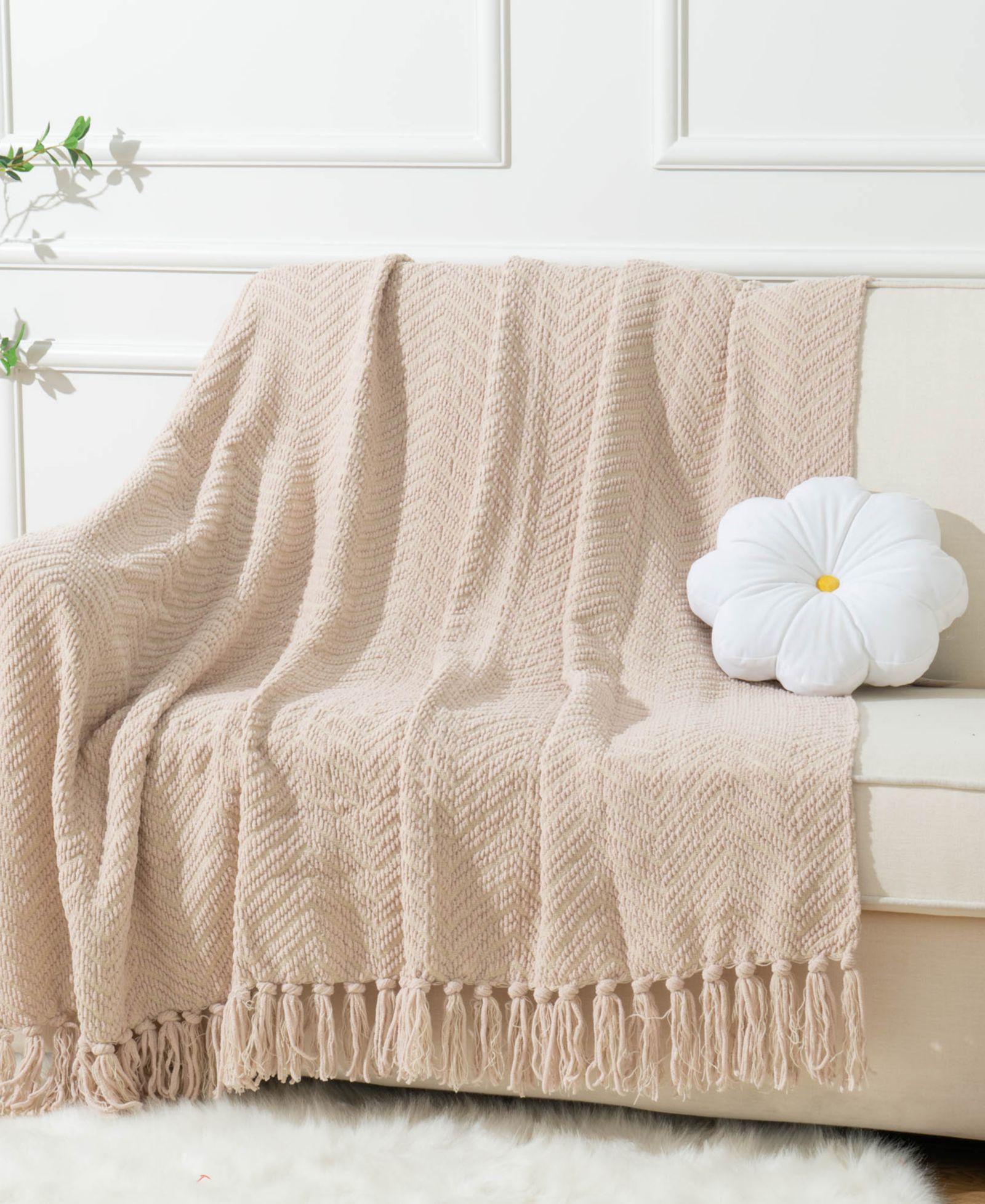 Battilo Herringbone Chenille Knit Throw, 60"x 80"