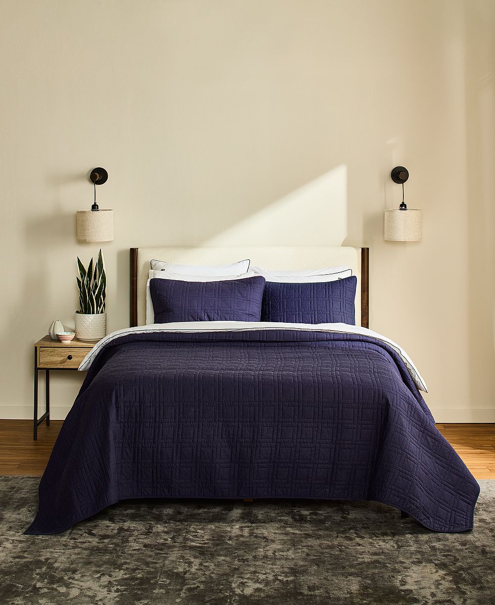 Lacoste Home Logo Cotton 3-Pc. Quilt Set, Full/Queen