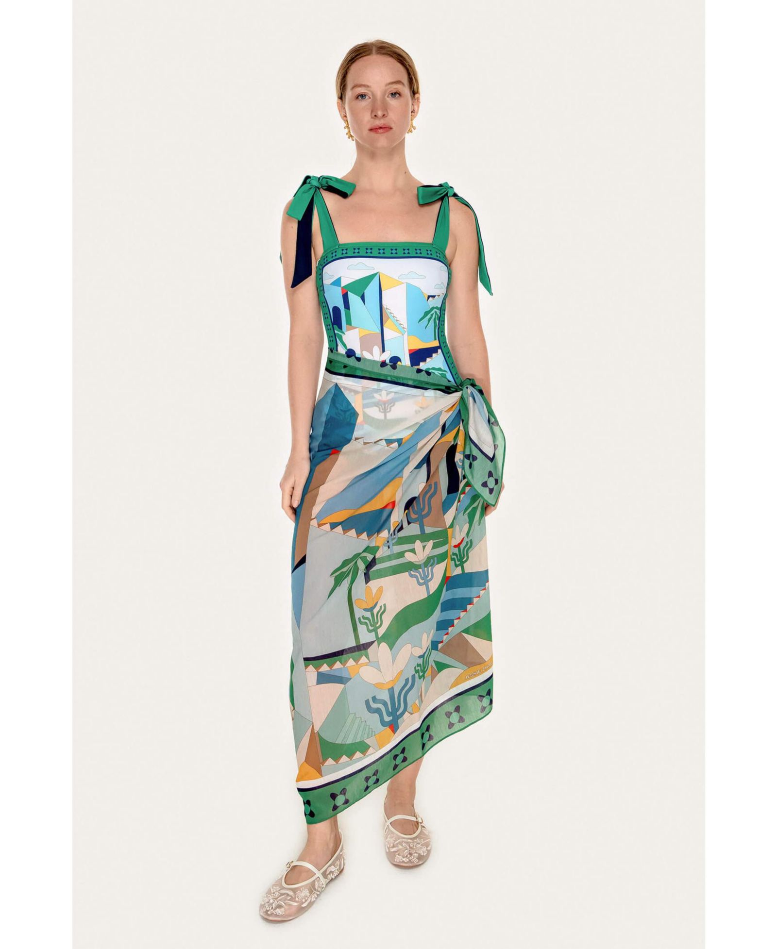 Jessie Zhao New York Women's Beach Sarong Wrap - Green Wonderland