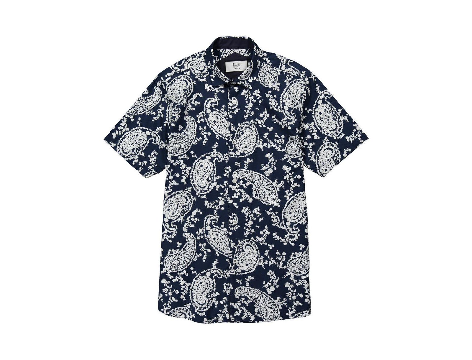 Мужская рубашка Elie Balleh Black Paisley с коротким рукавом на пуговицах