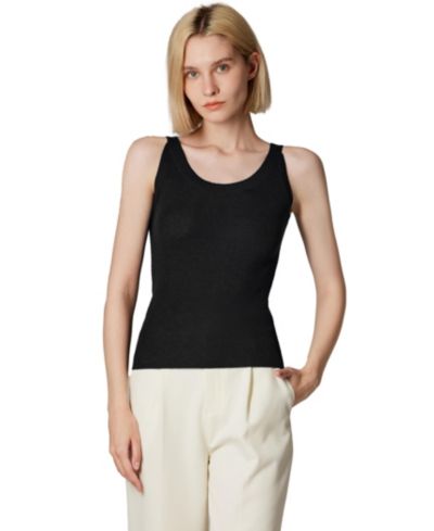 Женский топ JENNIE LIU Scoop Neck из 75% Merino Wool и 25% Silk, ультрамягкий базовый слой