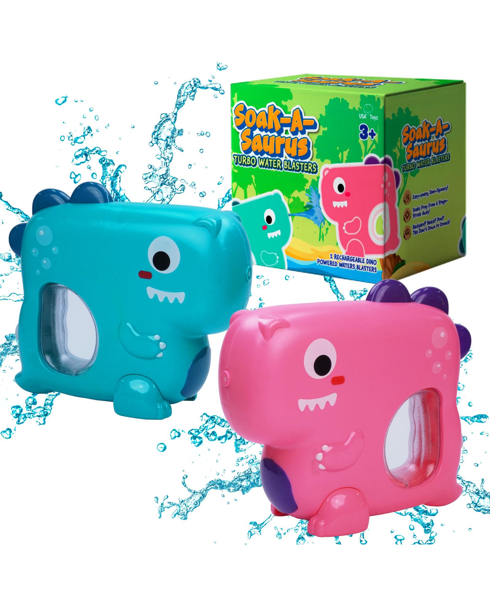Водный пистолет USA Toyz T-Rex Dino Water Blaster - Blue & Pink