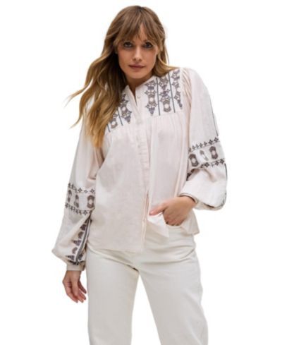 Женская рубашка Raffya Women's Demi Embroidered Ballon Sleeve