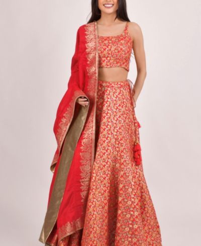 Лехенга-чоли RAAS Women's Red Banarasi Jacquard