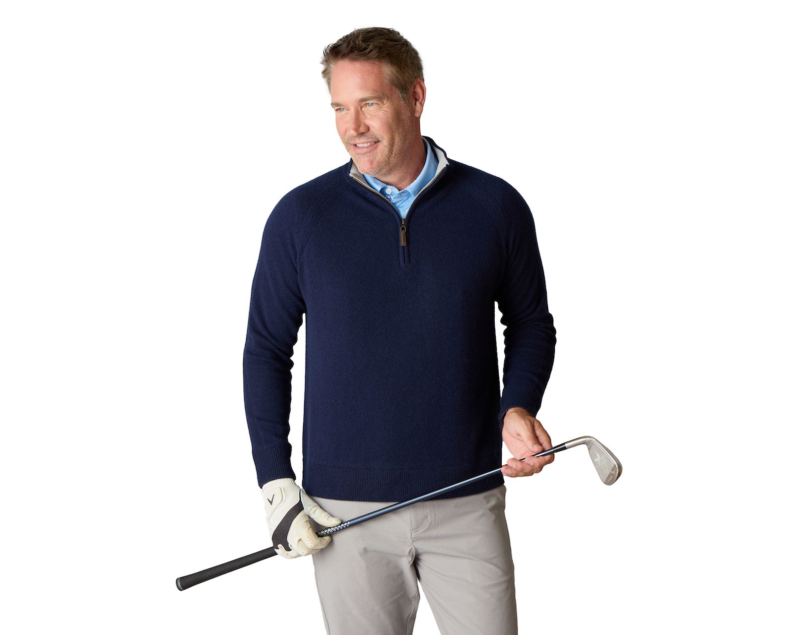 LuxLined Men's Itch-Free Cashmere Quarter-Zip Sweater with Lining