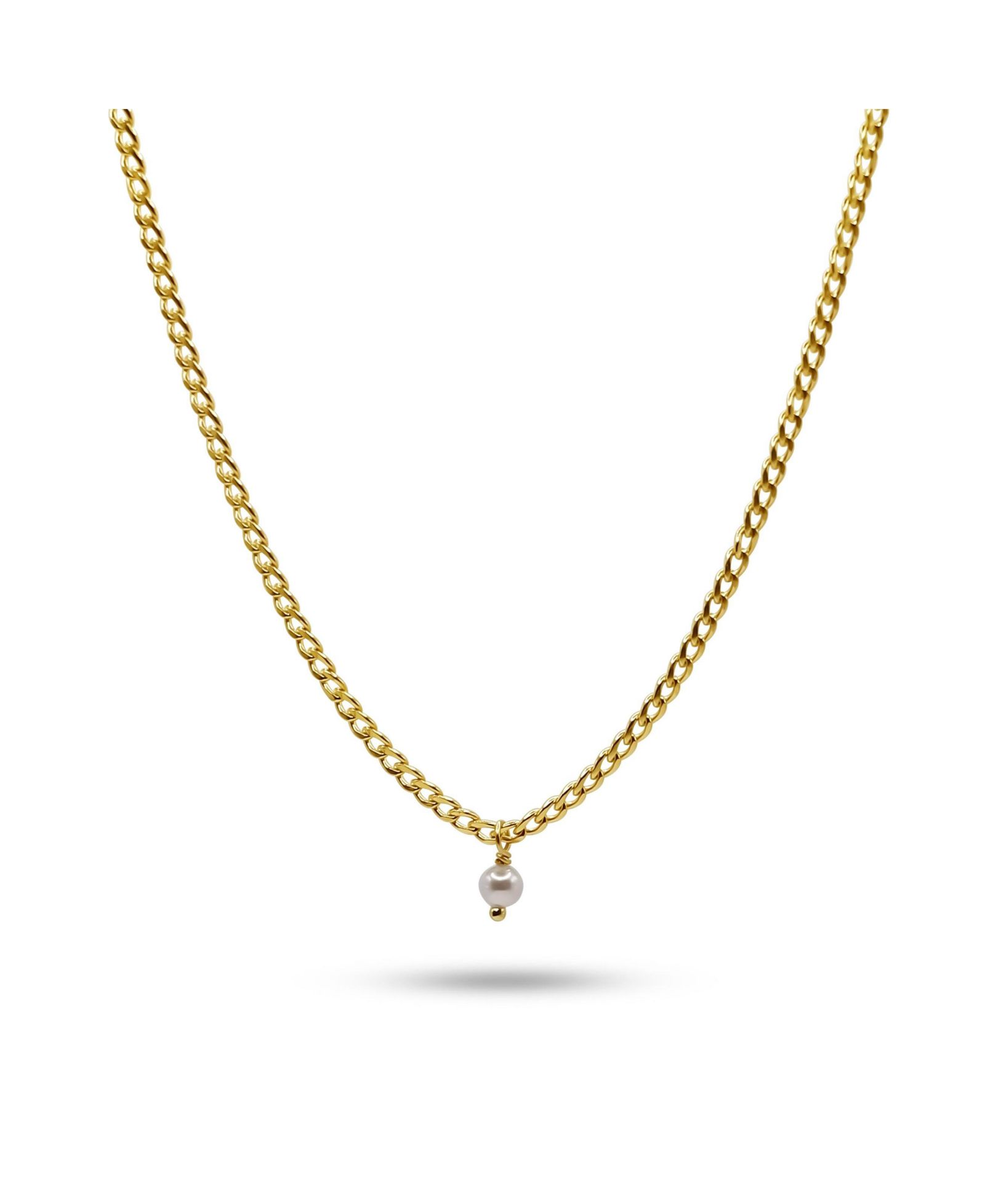 Ожерелье Bowood Lane Filled Curb Chain With Mini Pearl Charm