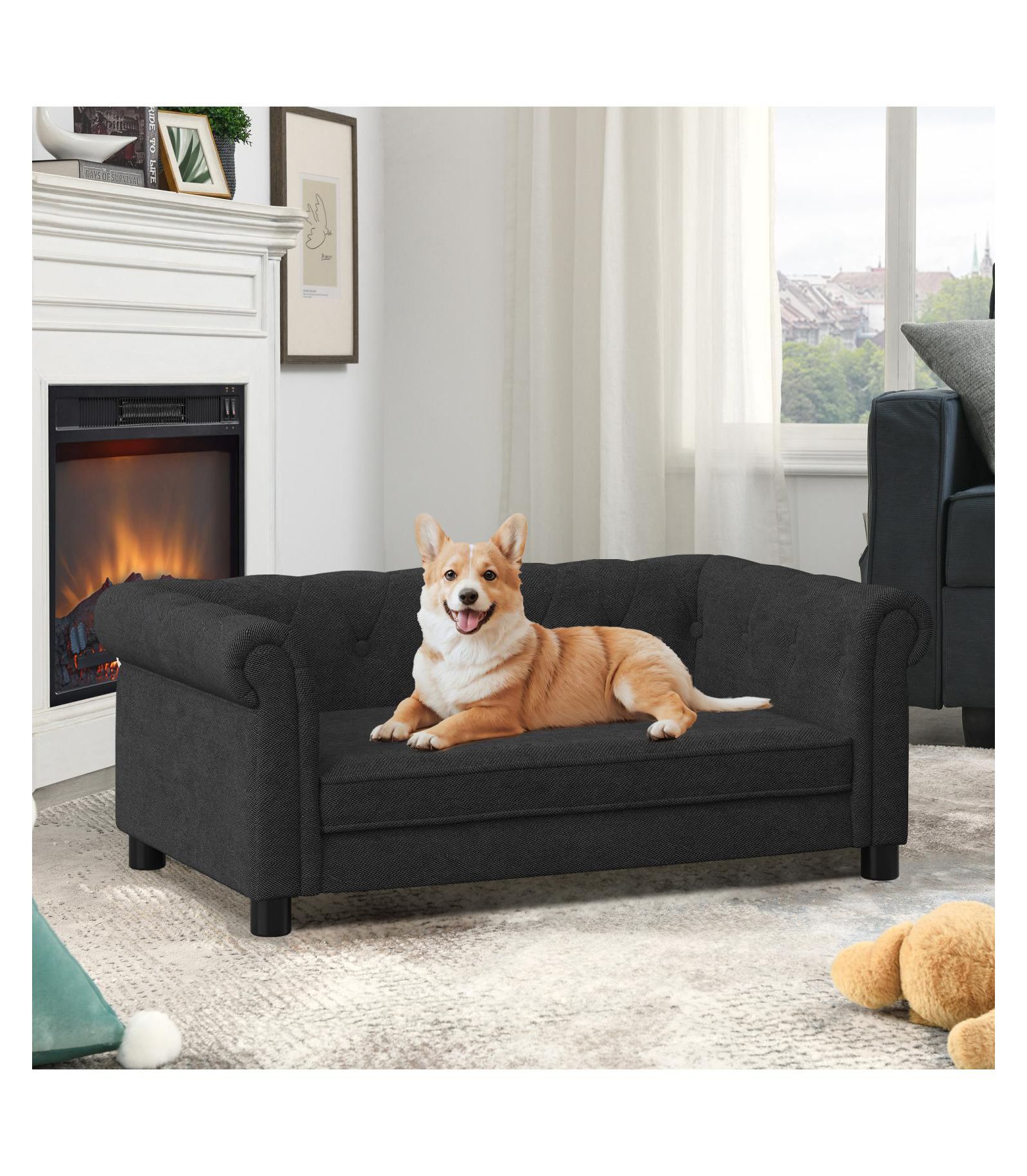 Streamdale Furniture Elegant Elevated Dog Sofa Bed - Black