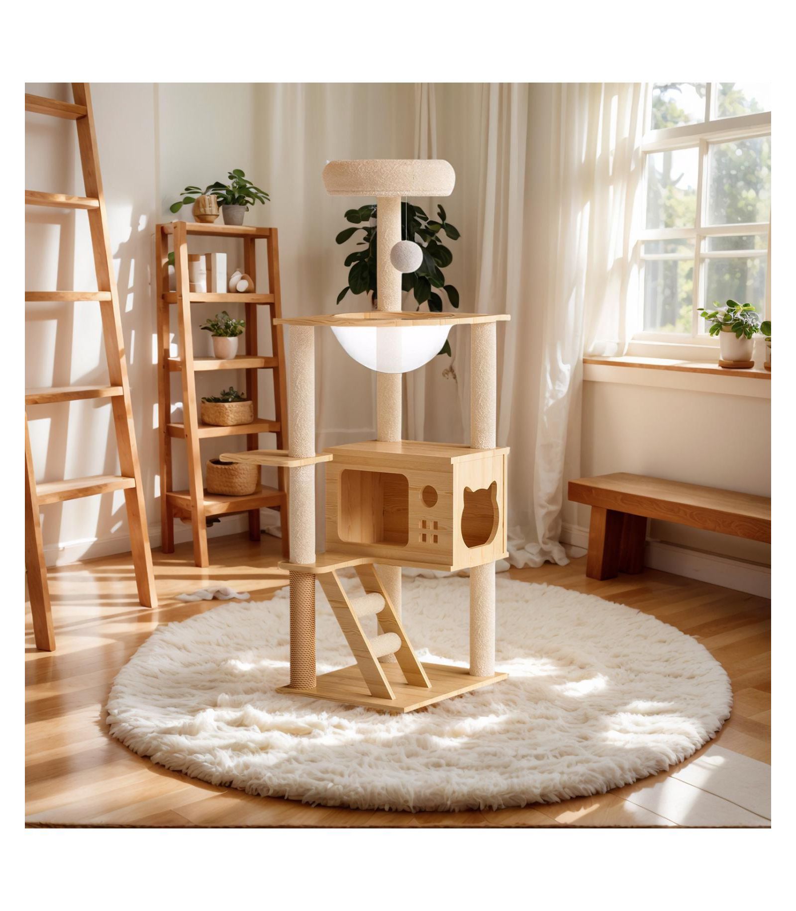 Streamdale Furniture Modern Cat Tower with Scratching Posts and Hammock
