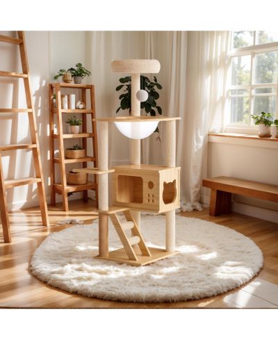 Современный кошачий игровой комплекс Streamdale Furniture с когтеточками и гамаком