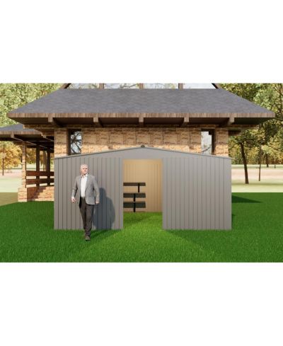 Streamdale Furniture Уличний металлический сарай для дров 13x11 Grey