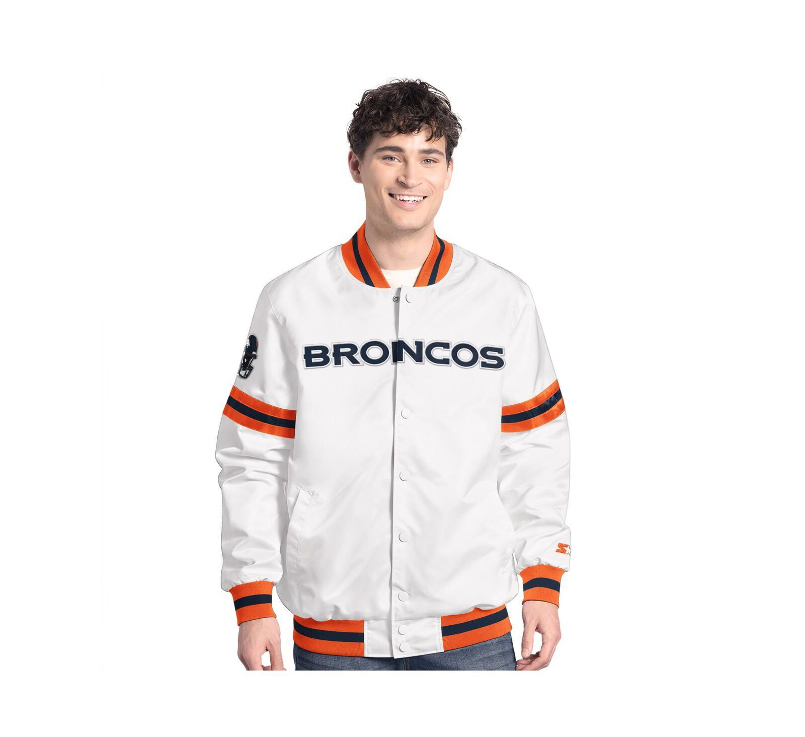 Starter Men's White Denver Broncos Scout Full-Snap Varsity Jacket