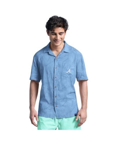Мужская льняная рубашка Margaritaville Blue Atlanta Braves Linen Party Button-Up Shirt