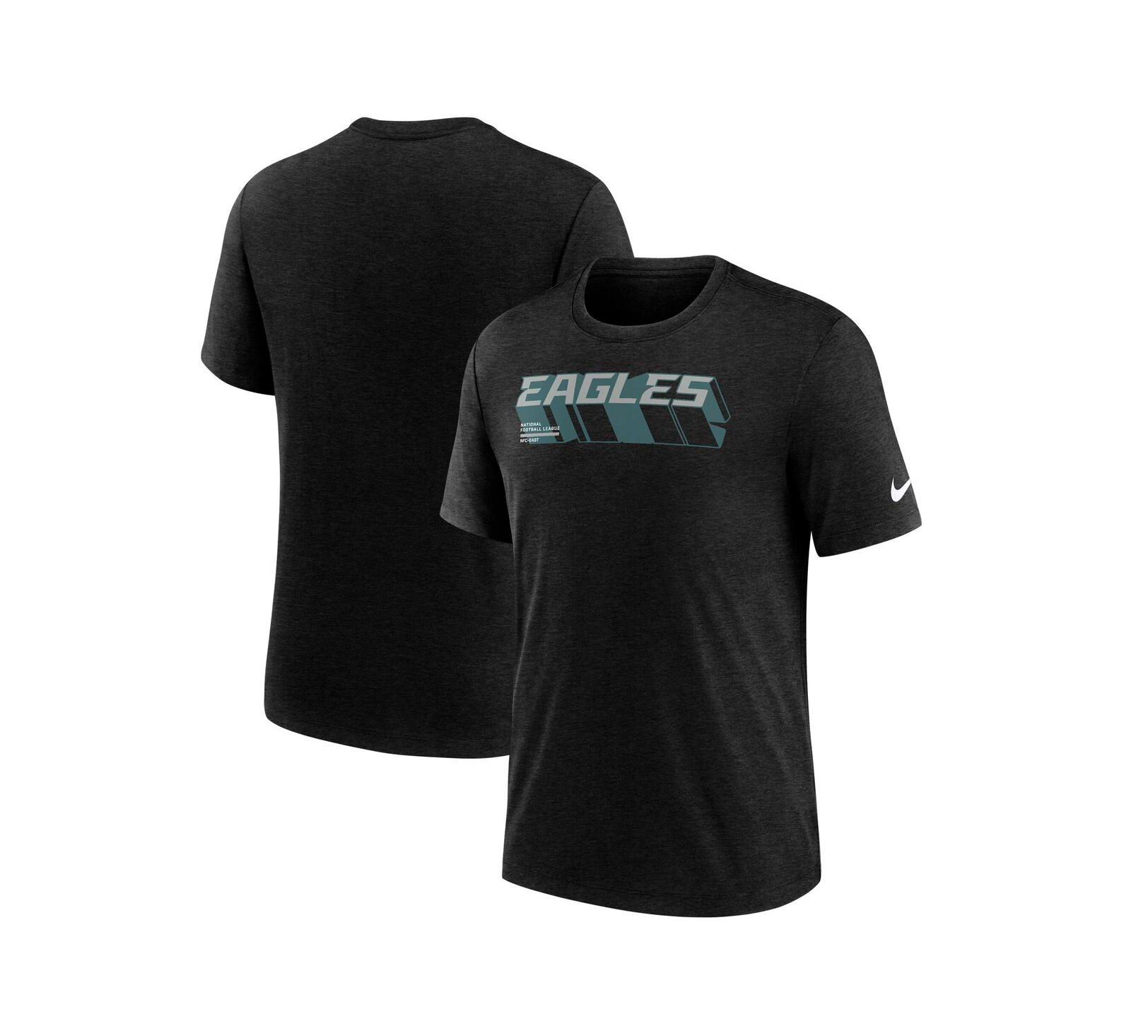 Nike Men's Heather Black Philadelphia Eagles Long Pass Tri-Blend T-Shirt
