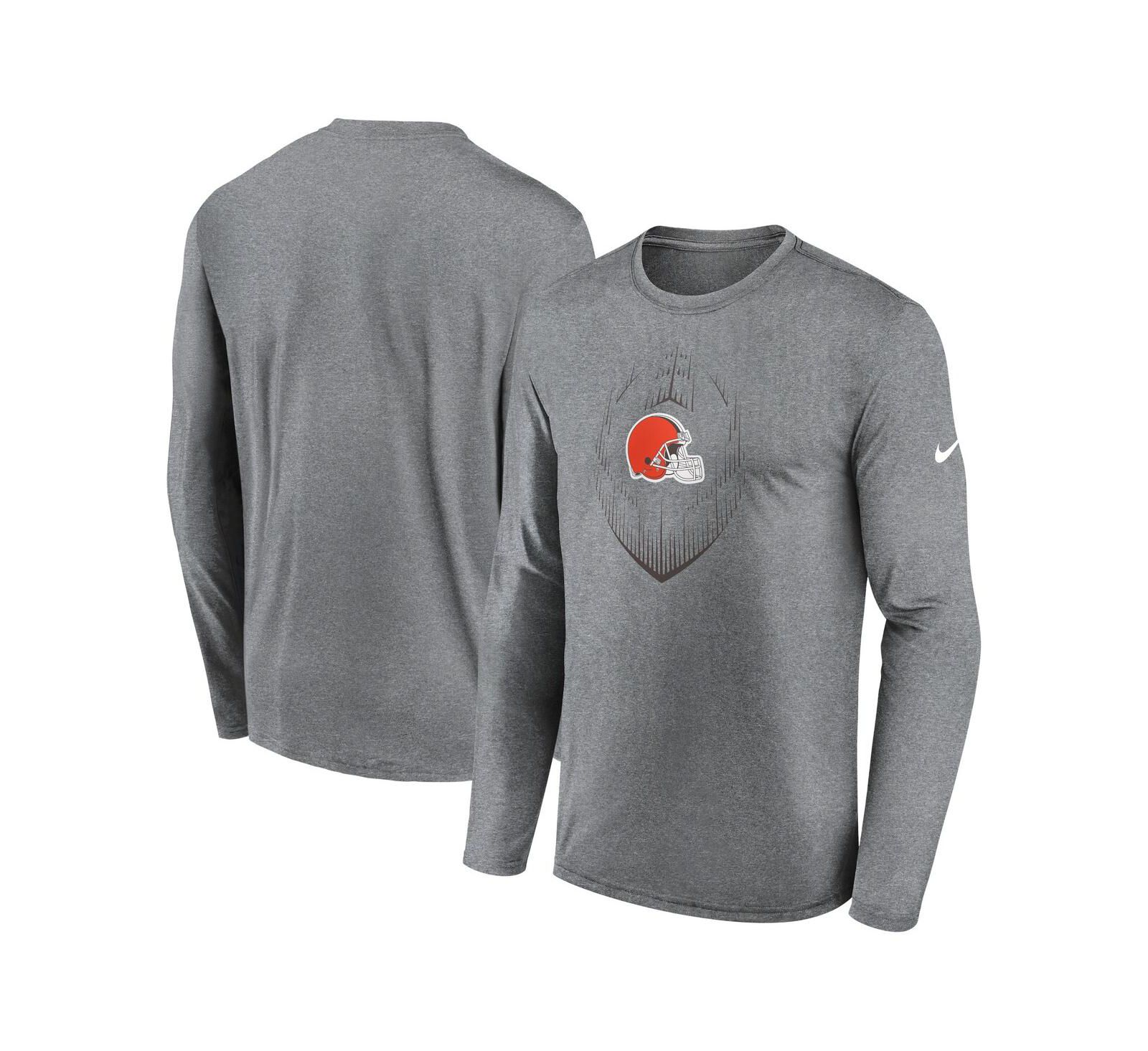Футболка Nike Men's Heather Gray Cleveland Browns Icon Legend Performance Long Sleeve