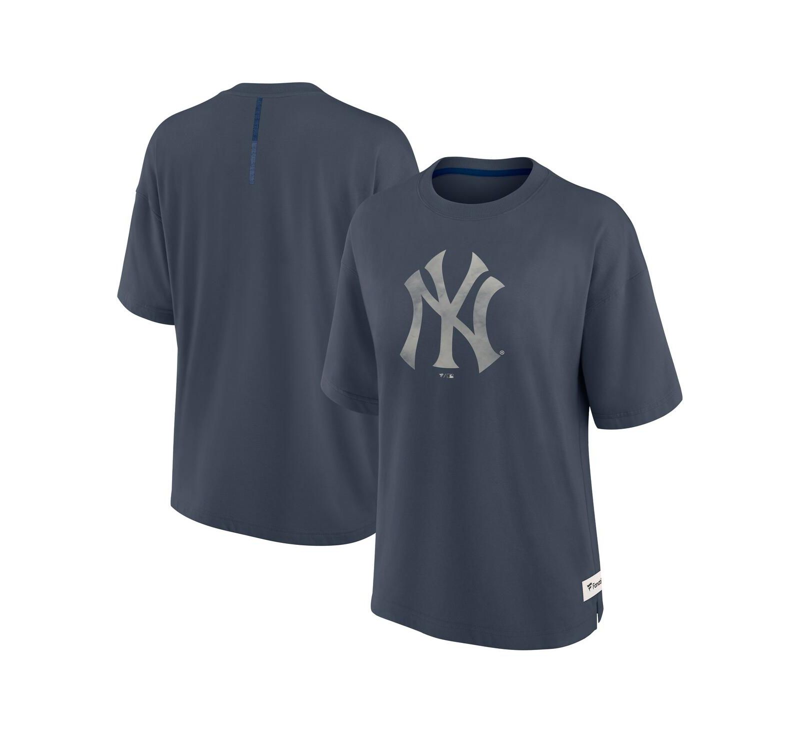 Женская футболка Fanatics Blue New York Yankees Oversized Elements Raw Edge Future Ground