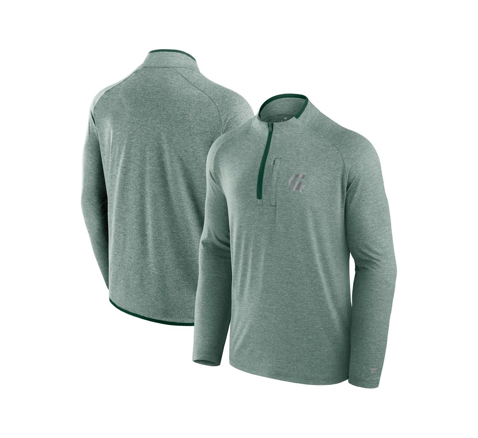 Fanatics Men's Green Michigan State Spartans Mock Neck Half-Zip Pullover Jacket