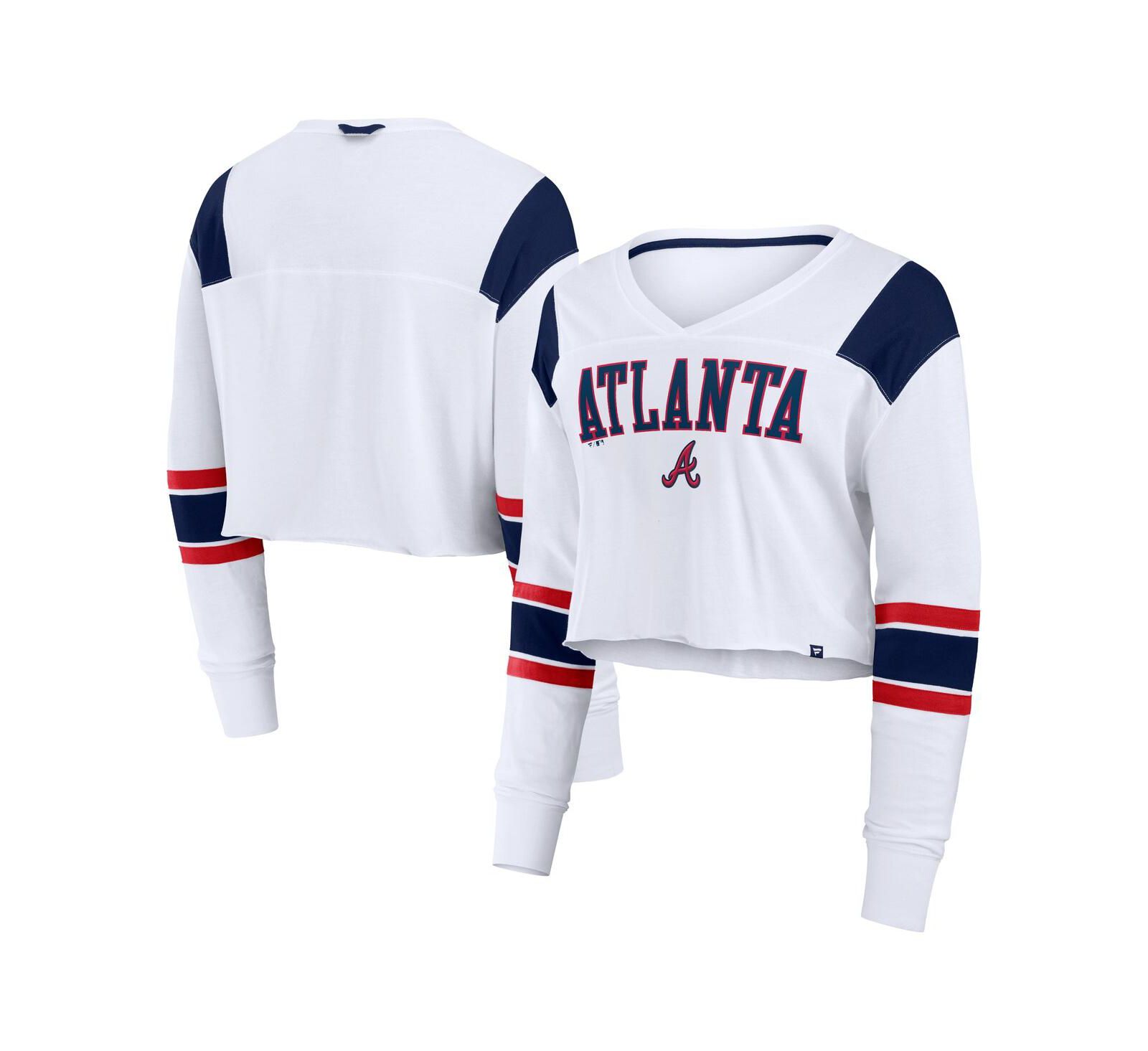 Женская футболка Fanatics Atlanta Braves белая, укороченная