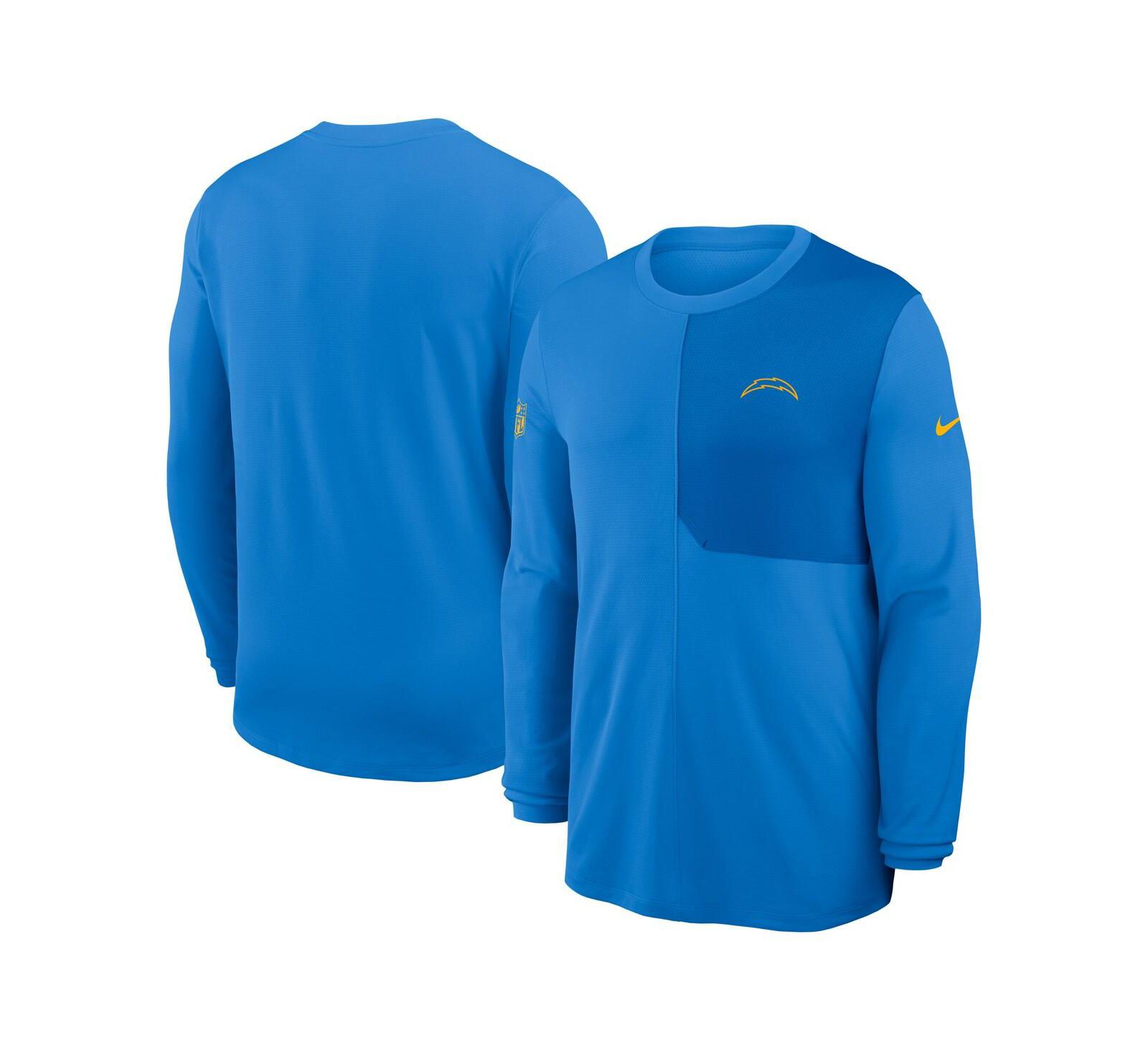 Nike Men's Powder Blue Los Angeles Chargers Sideline Coach UV Performance Long Sleeve T-Shirt