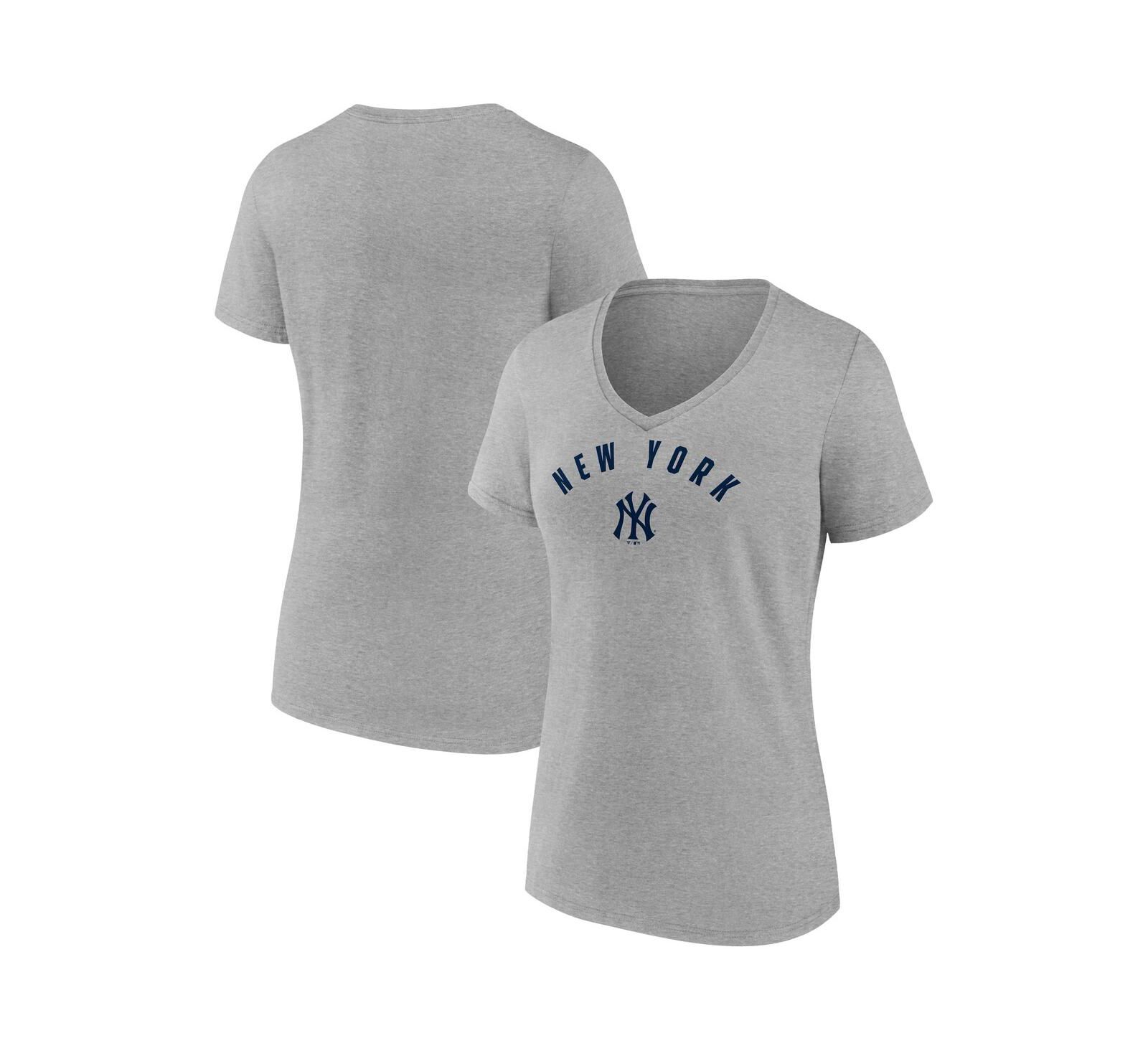 Женская футболка Fanatics Gray New York Yankees V-Neck