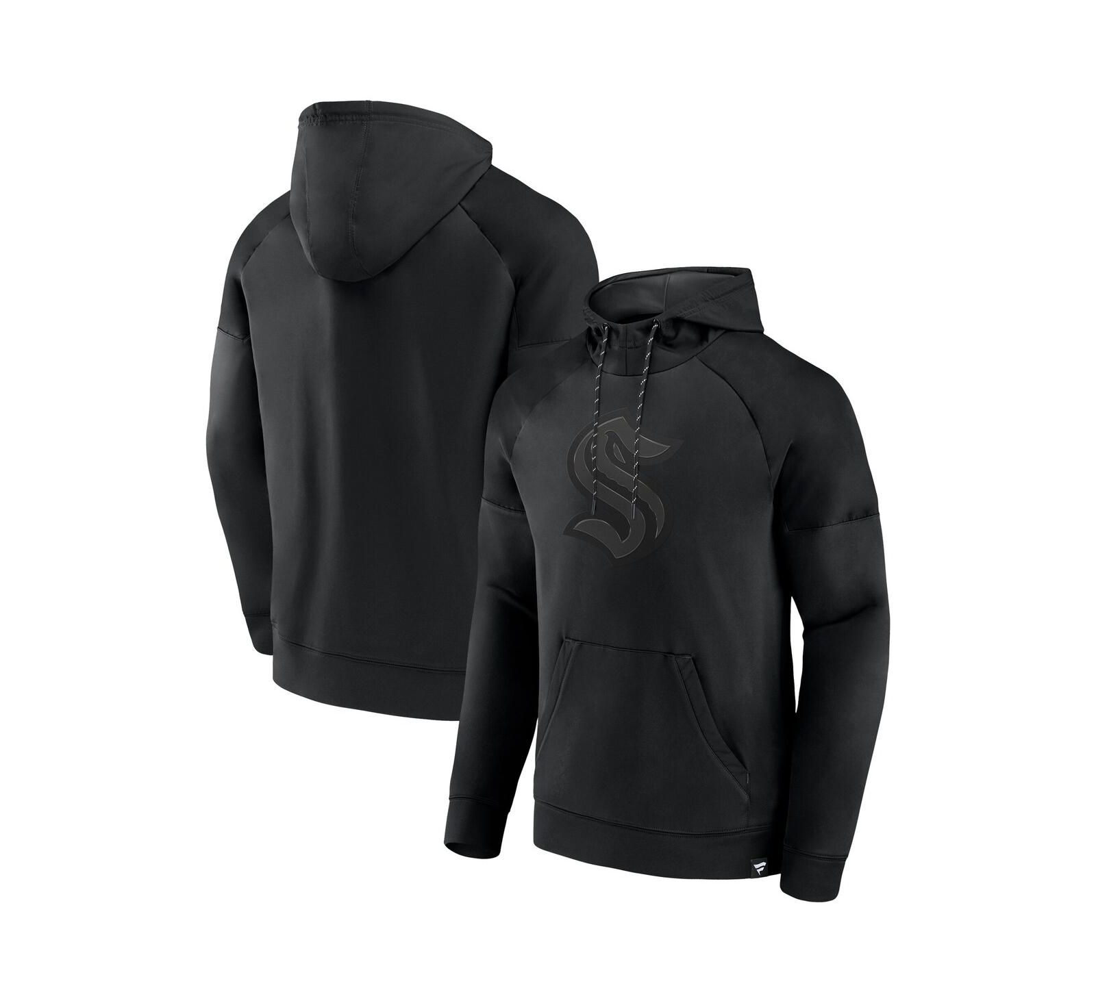 Мужское худи Fanatics Seattle Kraken Black Ice Defender Raglan Pullover