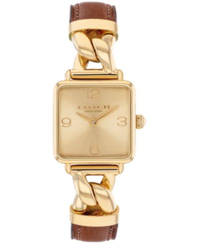 Часы COACH Cass, золотистый цвет, нержавеющая сталь и кожа, 22mm