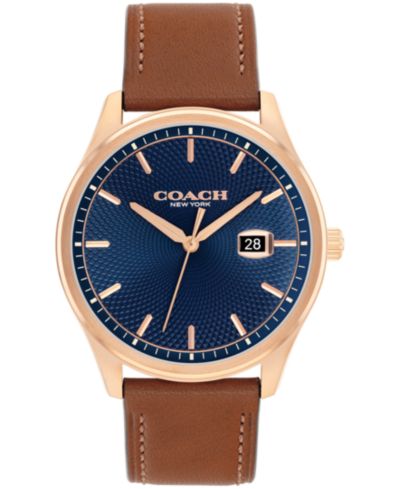 COACH мужские наручные часы Oliver с кожаным ремешком из телячьей кожи, 41 мм