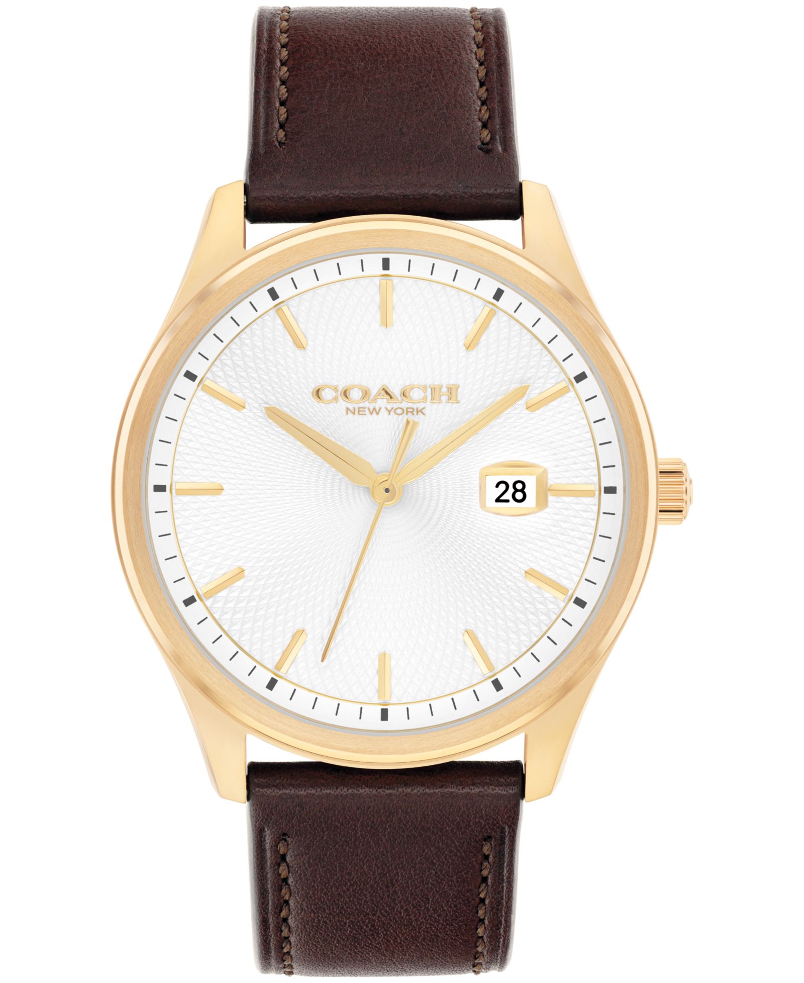 COACH Men's Oliver Brown Leather Calfskin Strap Watch, 41mm