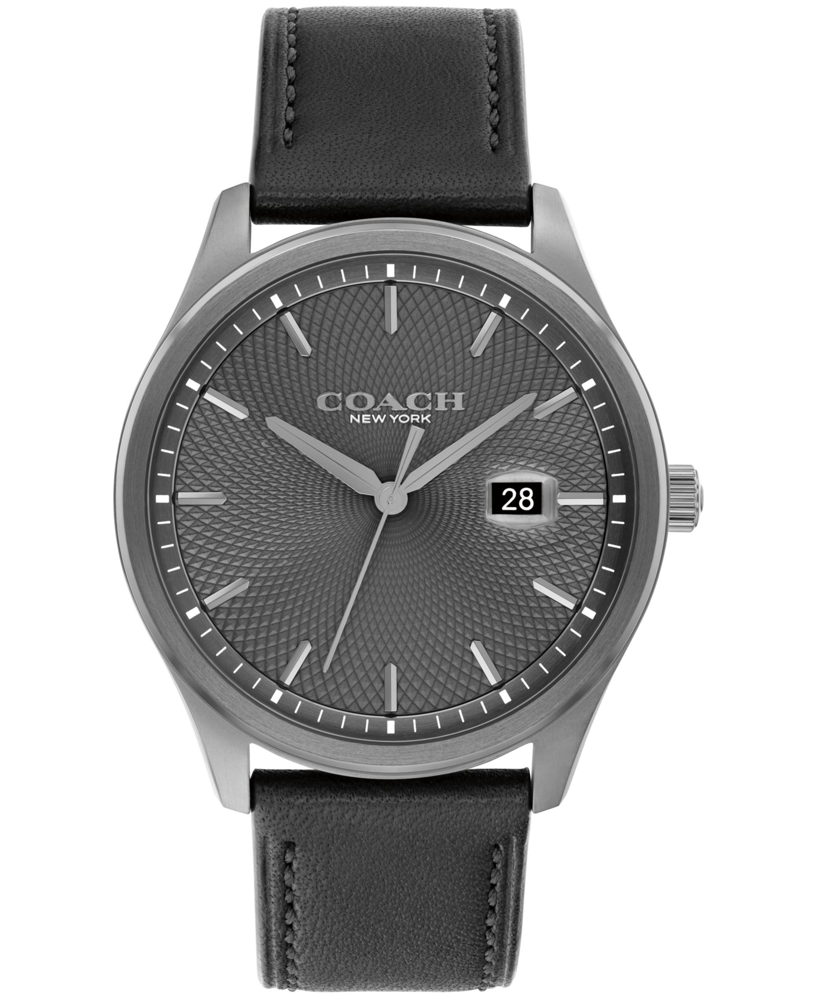Часы COACH Men's Oliver Black Leather Calfskin Strap, 41mm
