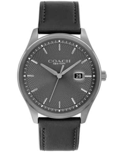 Часы COACH Men's Oliver Black Leather Calfskin Strap, 41mm