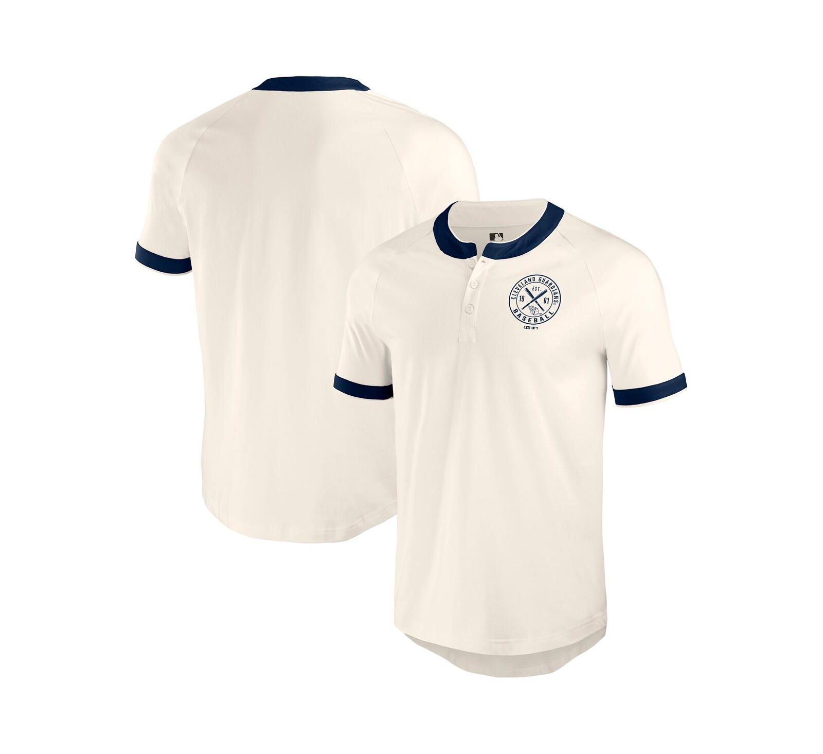Мужская футболка Darius Rucker Collection by Fanatics White Cleveland Guardians Henley Raglan