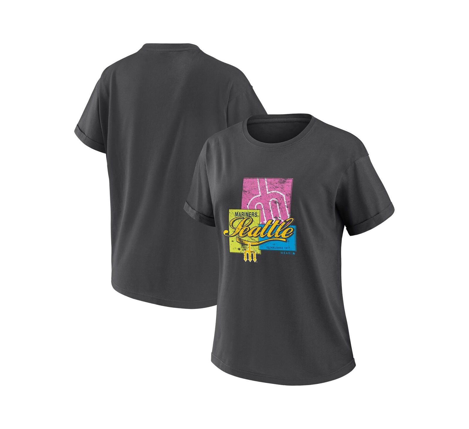 Женская футболка WEAR by Erin Andrews Charcoal Seattle Mariners Domestic Box Color Boyfriend
