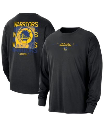 Nike Мужская черная футболка оверсайз с длинным рукавом Golden State Warriors Courtside