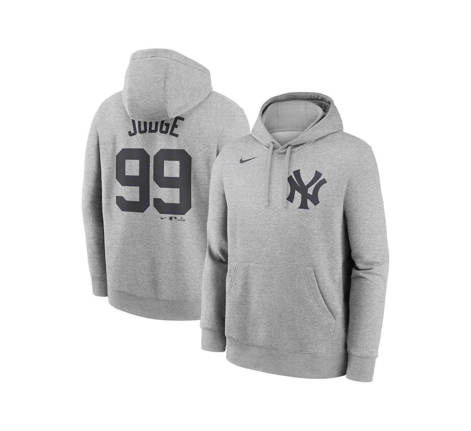 Nike Men's Aaron Judge Heather Gray New York Yankees Player Name & Number Club Fleece Pullover Hoodie