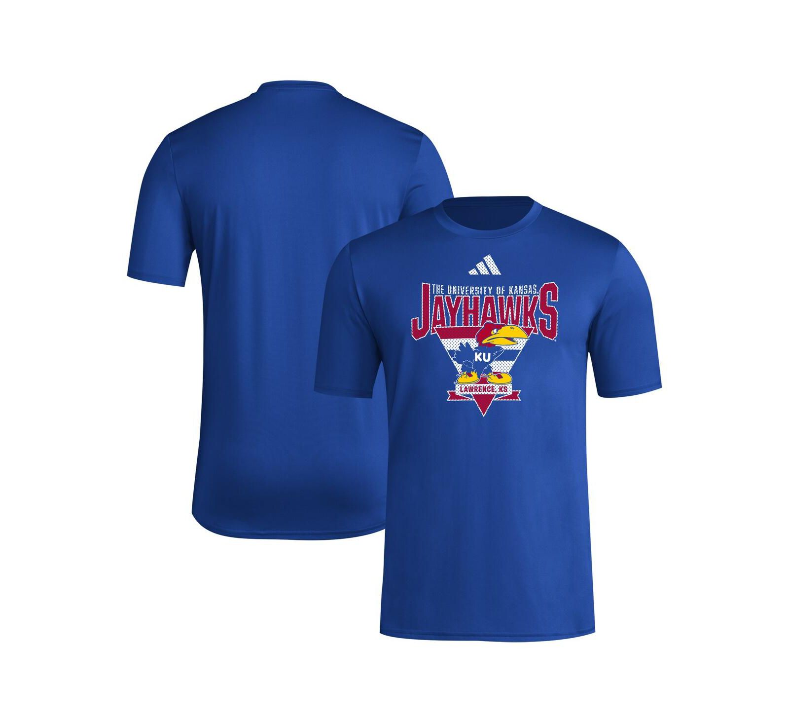 Adidas Men's Royal Kansas Jayhawks 2024 Locker Trilateral Pre-Game T-Shirt