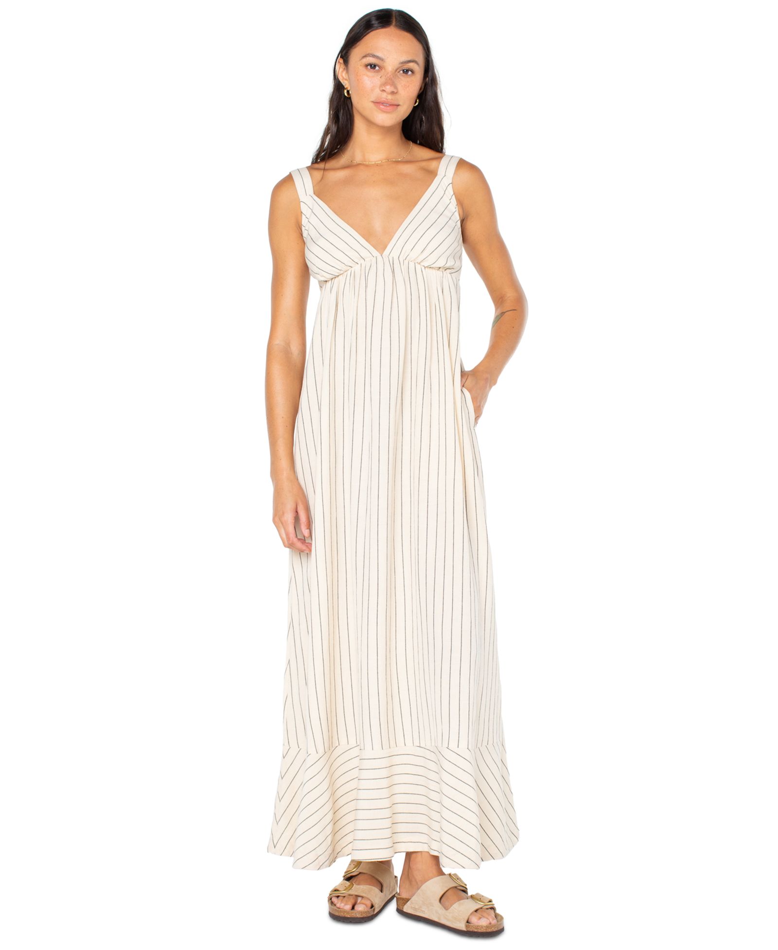 Женское платье Roxy Wilder Coast Striped V-Neck Tie-Back Maxi