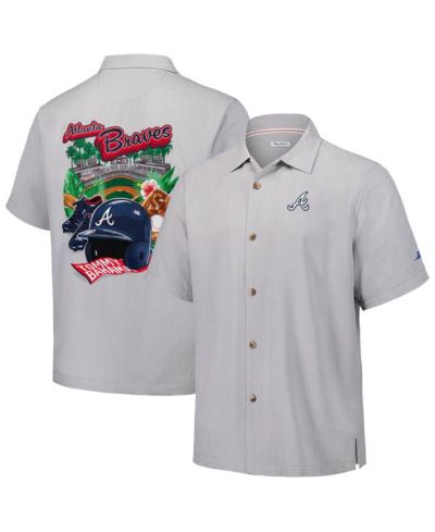 Мужская шелковая рубашка Tommy Bahama Atlanta Braves Hit and Run Button-Up