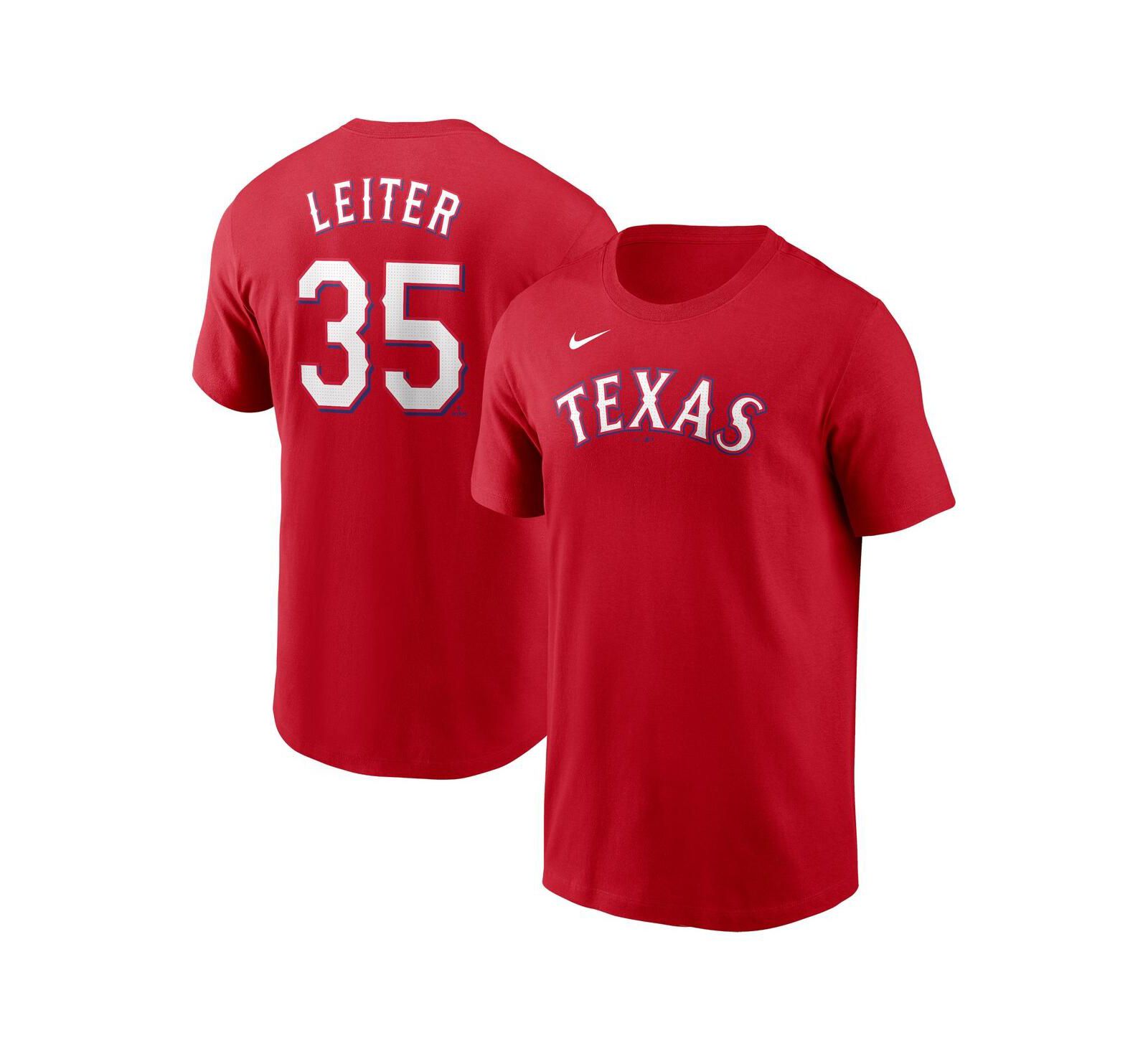 Nike Men's Jack Leiter Red Texas Rangers Fuse Name & Number T-Shirt