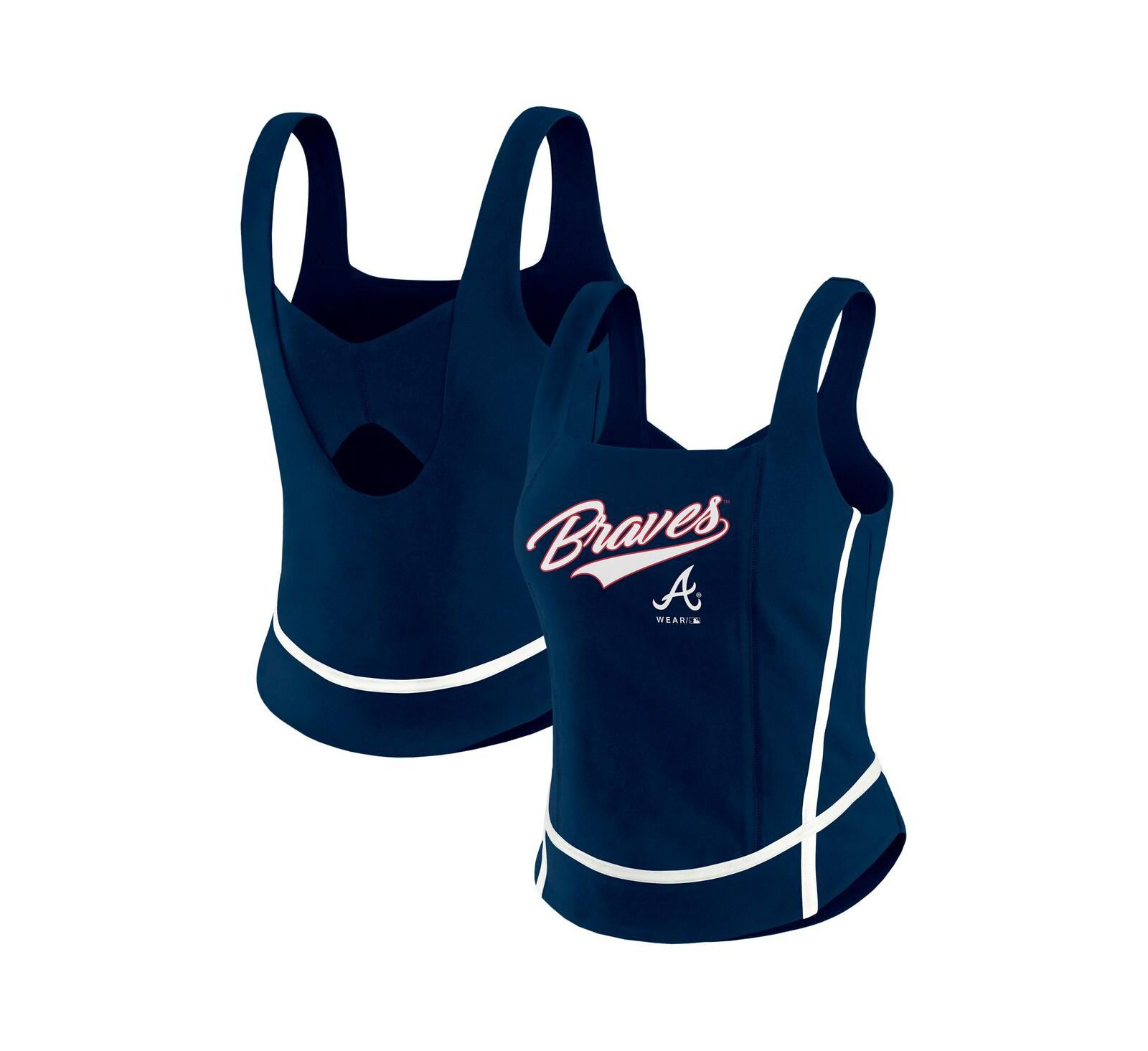 Женский топ WEAR by Erin Andrews Atlanta Braves Square Neck Navy