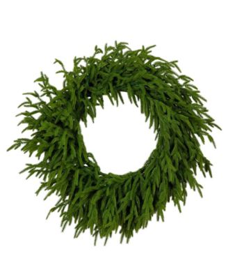 Nearly Natural 24" Pre-Lit Artificial Touch Norfolk Island Pine Wreath LED Lights and Natural Look