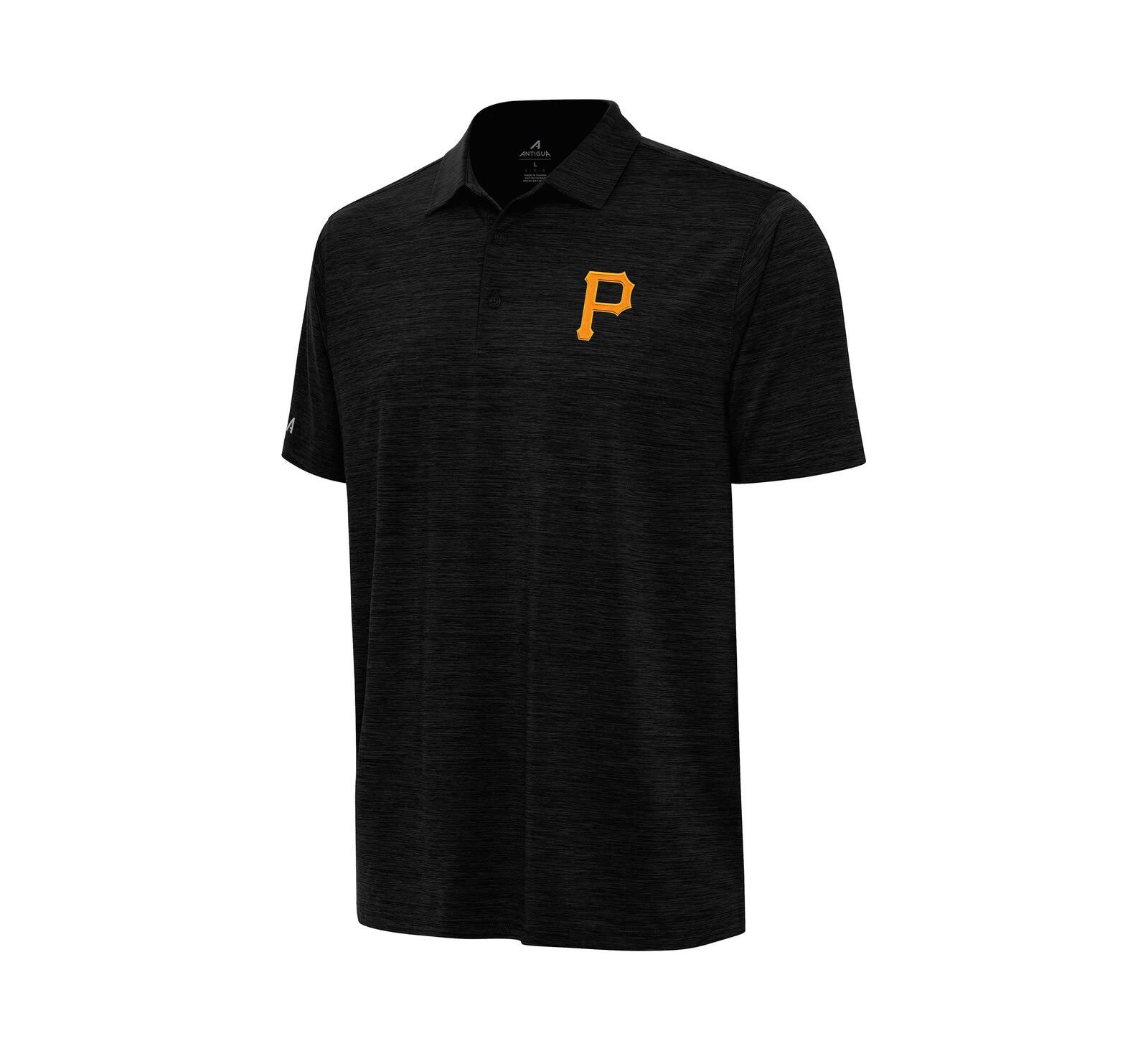 Antigua Men's Heather Black Pittsburgh Pirates Layout Polo Shirt
