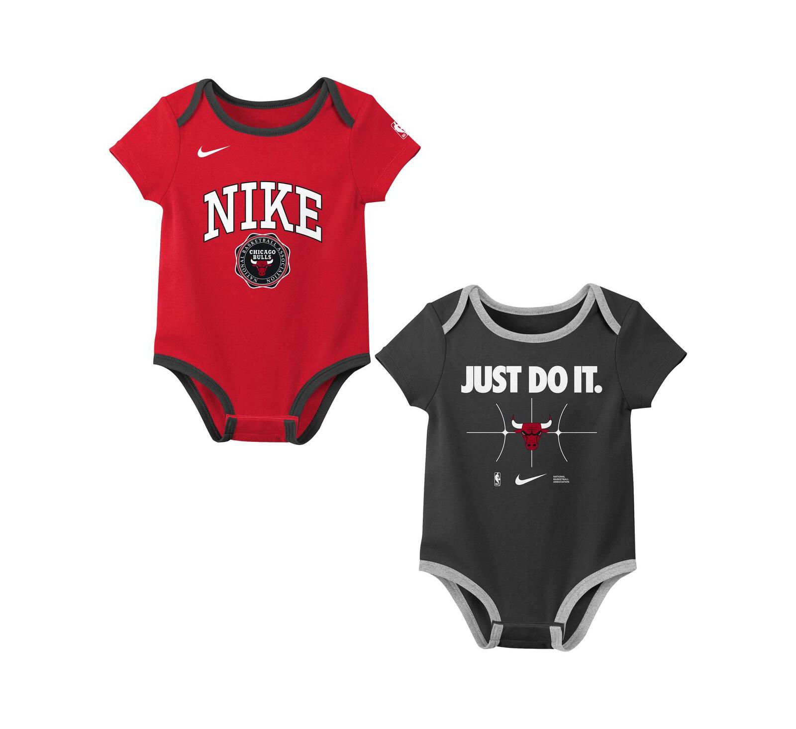 Nike Newborn 2-Pack Red/Black Chicago Bulls Just Do It Bodysuit Set